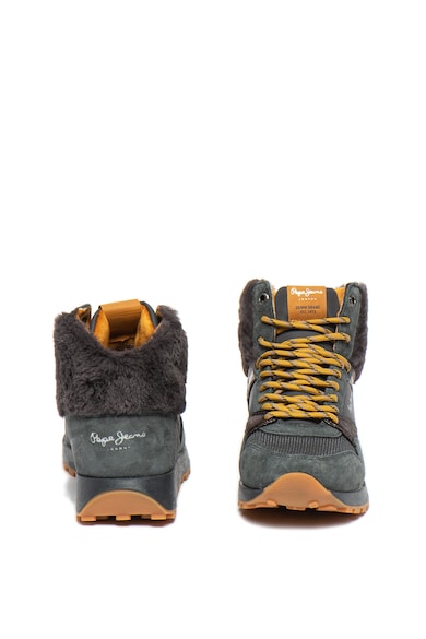 Pepe Jeans London Pantofi sport din piele intoarsa cu garnitura din blana sintetica Dean Femei