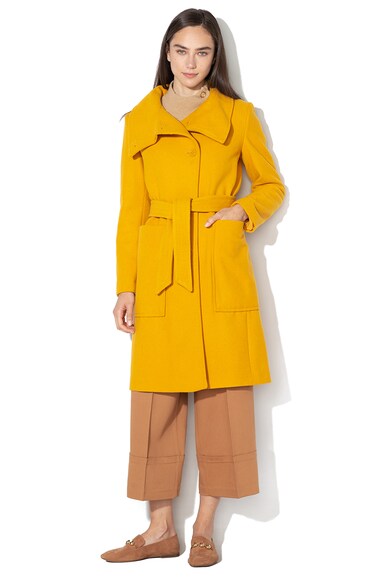 United Colors of Benetton Gyapjútartalmú kabát levehető megkötővel a derékrészen női