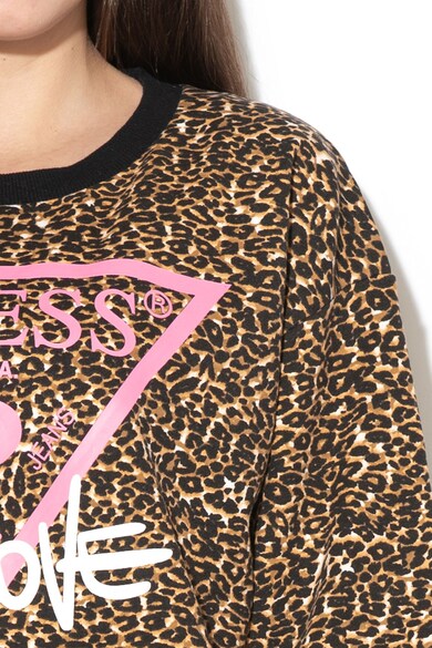 Guess Pulover cu animal print si imprimeu logo Femei