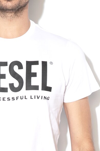 Diesel Tricou cu decolteu la baza gatului si imprimeu logo contrastant T-Diego Barbati