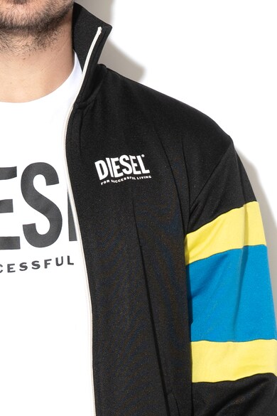 Diesel Bluza sport cu fermoar si imprimeu text Akon Barbati