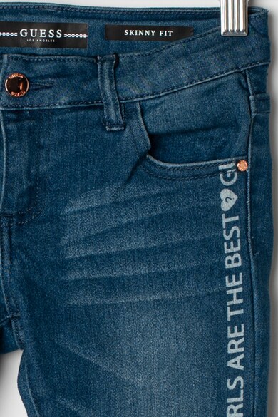 GUESS JEANS Blugi skinny cu vipusca cu text Fete