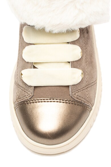 Geox Pantofi sport hi-top de piele cu garnitura de blana sintetica Discomix Fete