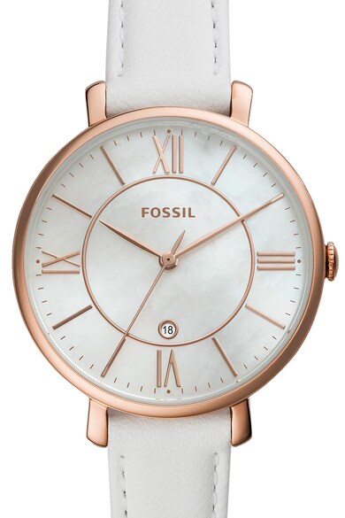 Fossil Ceas analog rotund cu o curea de piele Femei