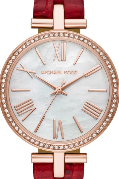Michael Kors Bőrszíjas karóra gyöngyház fényű számlappal és kristályokkal női