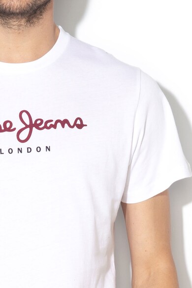 Pepe Jeans London Tricou cu imprimeu logo si decolteu la baza gatului Eggo Barbati