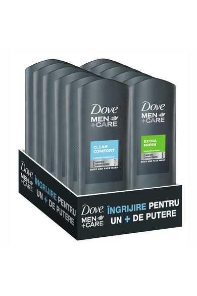 Dove Men Set +Care 12 x Gel Dus: 6 x Gel de dus Dove Men+Care Clean Comfort, 400 ml + 6 x Gel de dus Dove Men+Care Extra Fresh, 400 ml Femei