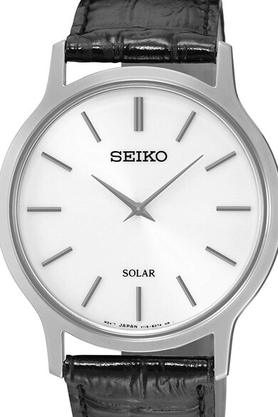 Seiko Унисекс часовник с кожена каишка и соларно задвижване Жени