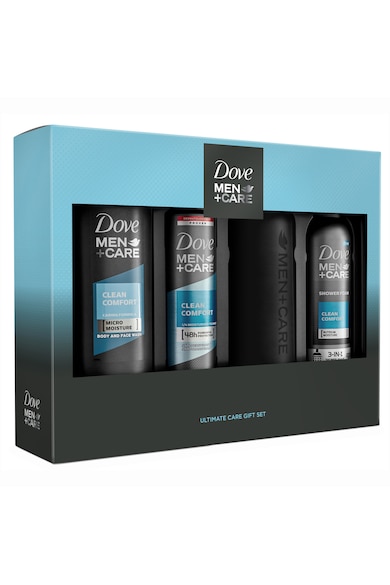 Dove Men Set Cadou +Care Clean Comfort Trio: Gel de dus, 250ml + Spuma de dus, 200ml + Deodorant, 150ml + Sticla personalizata Femei