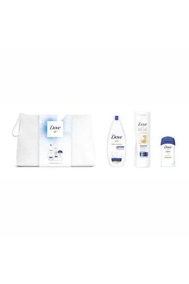 Dove Set Cadou  Original Trio: Gel de dus, 250ml + Lapte de corp, 250ml + Deodorant stick, 40ml + Geanta Femei