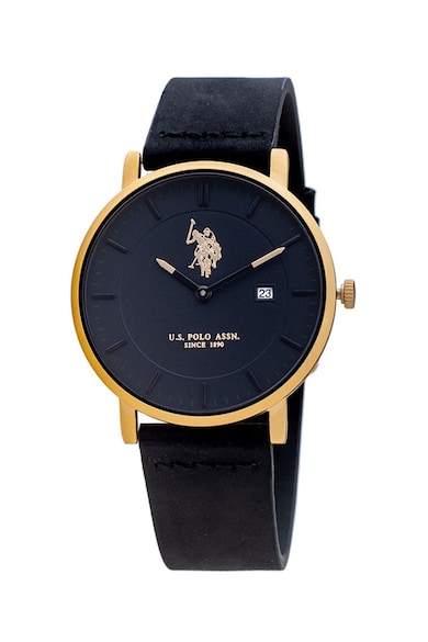 U.S. Polo Assn. Овален часовник с кожена каишка Мъже