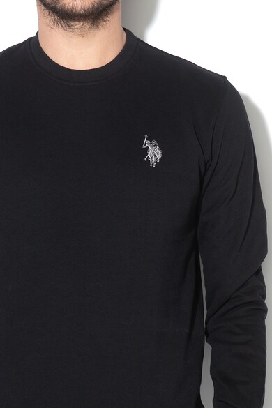 U.S. Polo Assn. Bluza sport cu decolteu la baza gatului, Black, Barbati