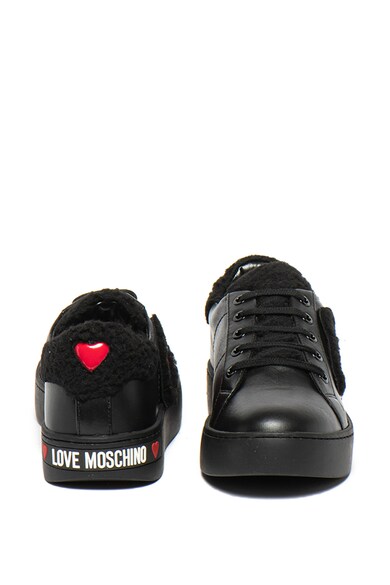 Love Moschino Bőr és műbőr sneaker irha hatású szegélyekkel női