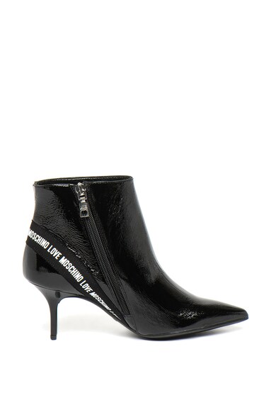 Love Moschino Botine de piele lacuita cu varf ascutit si garnitura cu logo Femei