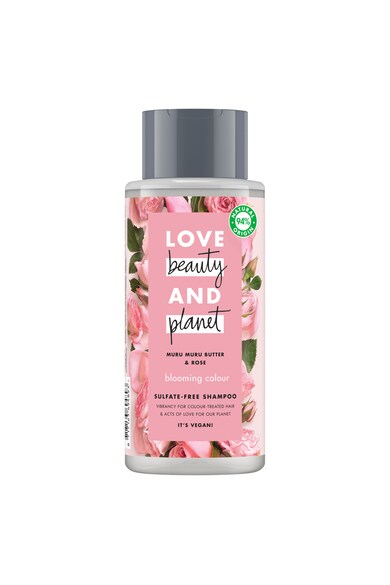 Love Beauty and Planet Set  Muru Muru Butter&Rose: Lotiune de corp Delicious Glow, 400 ml + Gel de dus Bountiful Moisture, 500 ml + Sampon pentru par vopsit Blooming Colour, 400 ml Femei