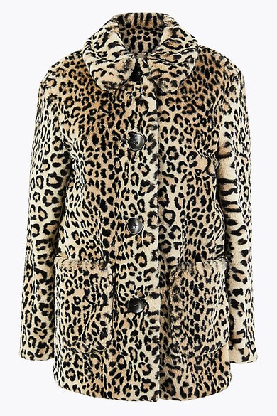 Marks & Spencer Haina din blana sintetica cu animal print Femei