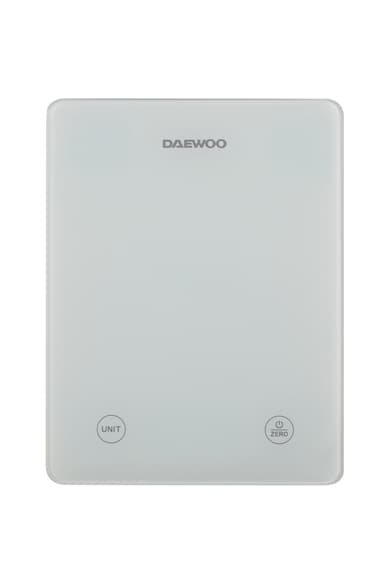 Daewoo Cantar nutritional cu Bluetooth  , 5 kg, 1 g, sticla 4 mm, afisaj LCD, app iOS, Alb Femei