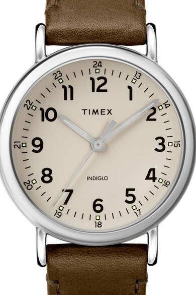 Timex Ceas analog cu o curea de piele Standard, 40 mm Barbati