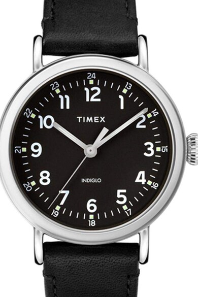 Timex Ceas rotund cu o curea de piele Standard, 40 mm Barbati