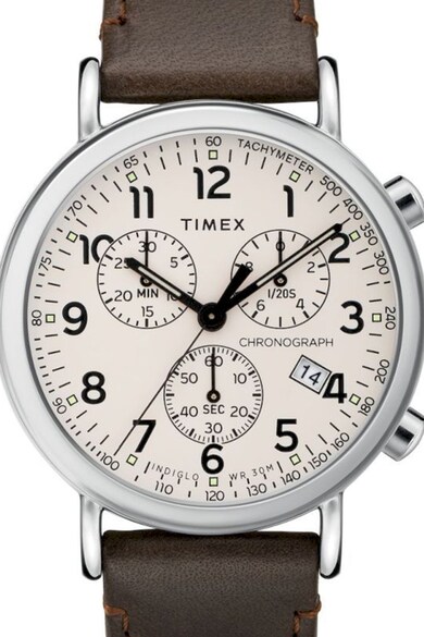 Timex Ceas cronograf cu o curea de piele Standard , 41 mm Barbati