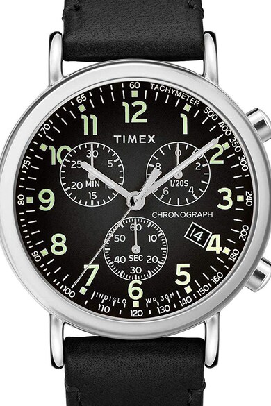 Timex Ceas cronograf cu o curea de piele Standard , 41 mm Barbati