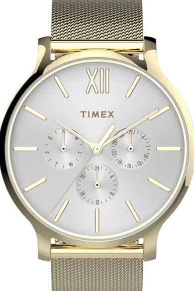 Timex Ceas cu functii multiple si bratara din otel inoxidabil cu model plasa Transcend™ , 38 mm Femei