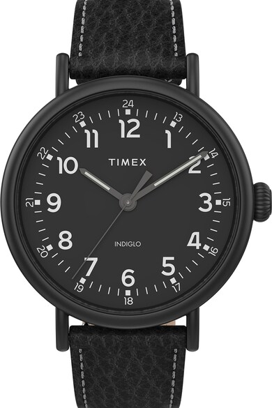 Timex Ceas analog cu o curea de piele Standard XL, 43 mm Barbati