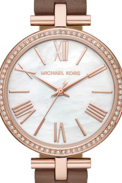 Michael Kors Ceas analog cu o curea de piele, decorat cu cristale Femei