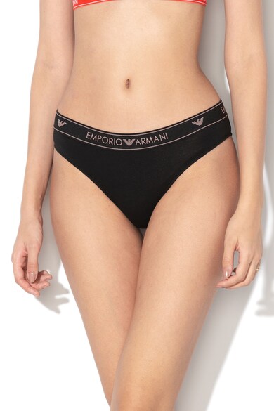 Emporio Armani Underwear Set de chiloti cu banda logo elastica in talie, 2 perechi Femei