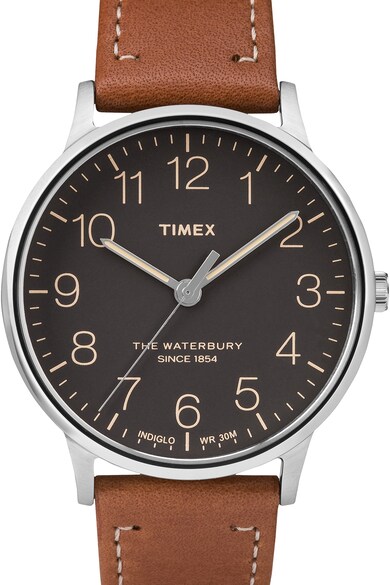 Timex Ceas analog cu o curea de piele Waterbury Classic, 40 mm Barbati