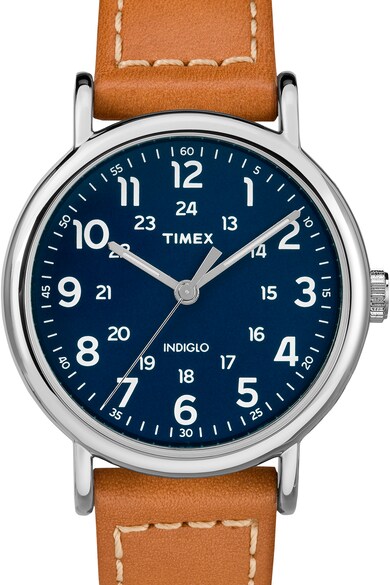 Timex Овален часовник Weekender с кожена каишка, 40 мм Мъже