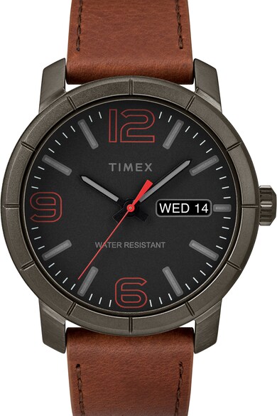 Timex Ceas rotund cu o curea de piele Mod, 44 mm Barbati