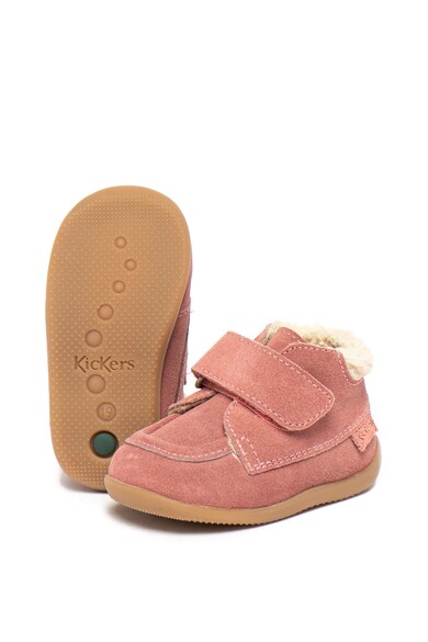 Kickers kids Pantofi de piele intoarsa cu captuseala de blana shearling sintetica Bamba Fete