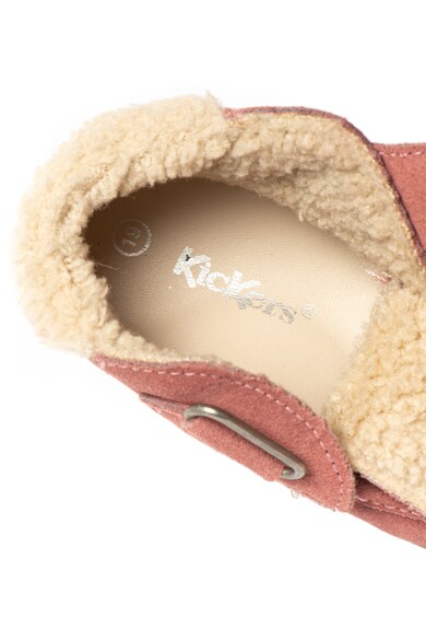 Kickers kids Pantofi de piele intoarsa cu captuseala de blana shearling sintetica Bamba Fete