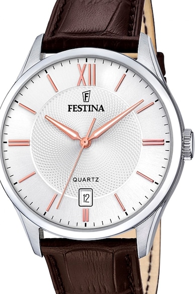 Festina Ceas rotund cu o curea de piele Barbati