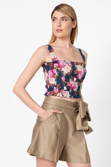 Marella Top crop din amestec de bumbac cu imprimeu floral Femei