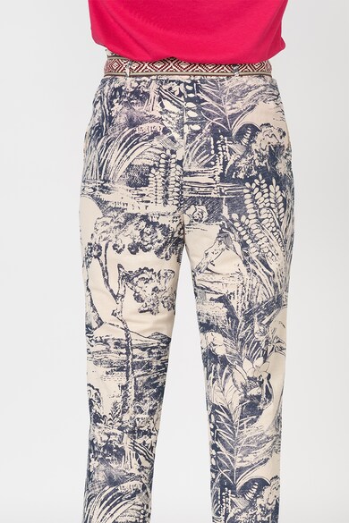 DESIGUAL Pantaloni conici cu model tropical si cordon Femei