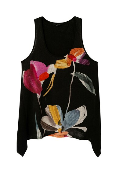 DESIGUAL Top din amestec de in, cu model floral si croiala asimetrica Femei