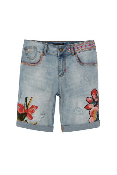 DESIGUAL Pantaloni scurti de denim cu model floral si paiete Femei