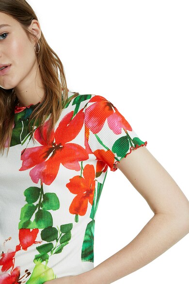 DESIGUAL Tricou cu striatii si imprimeu floral Femei