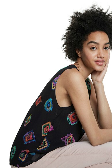 DESIGUAL Bluza vaporoasa fara maneci cu imprimeu geometric Femei