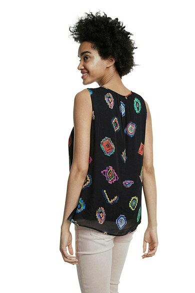 DESIGUAL Bluza vaporoasa fara maneci cu imprimeu geometric Femei