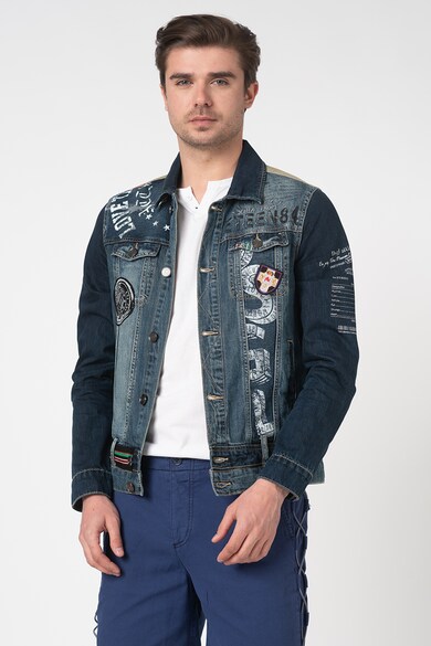 DESIGUAL Jacheta de denim cu imprimeuri diverse Adam Barbati