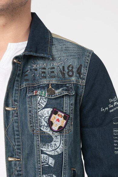 DESIGUAL Jacheta de denim cu imprimeuri diverse Adam Barbati