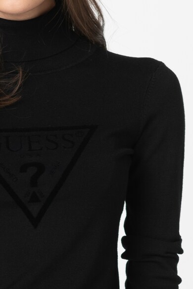 GUESS JEANS Pulover din tricot fin cu logo catifelat Femei