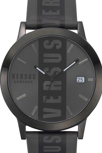 VERSUS VERSACE Ceas cu o curea de piele cu imprimeu logo Barbes , 44 mm Barbati