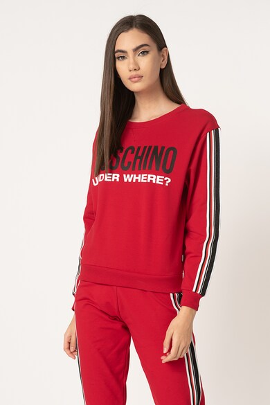 Moschino Bluza sport de casa, cu imprimeu logo si segmente laterale contrastante Femei