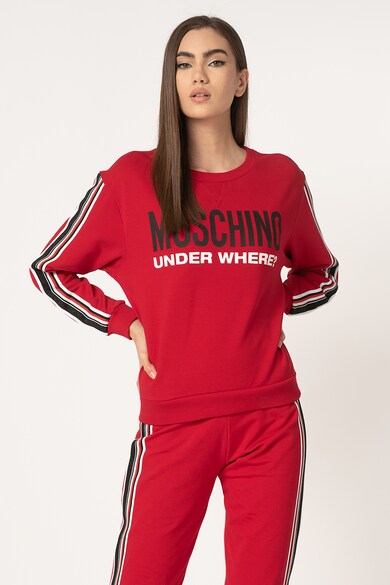 Moschino Bluza sport de casa, cu imprimeu logo si segmente laterale contrastante Femei