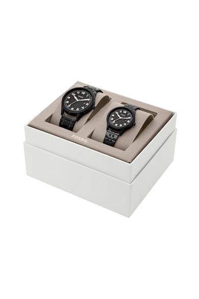 Fossil Set de ceasuri His&Her, Gri hematit Femei