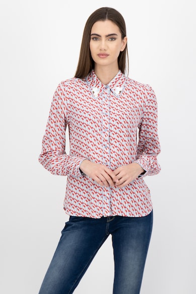 Pepe Jeans London Camasa cu imprimeu geometric si guler cu decoratiuni Nelly Femei